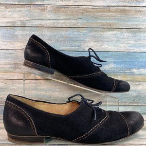 Naturalizer Lonnie Oxford Shoe Womens 11M Black Leather & Suede Lace Up Cap Toe